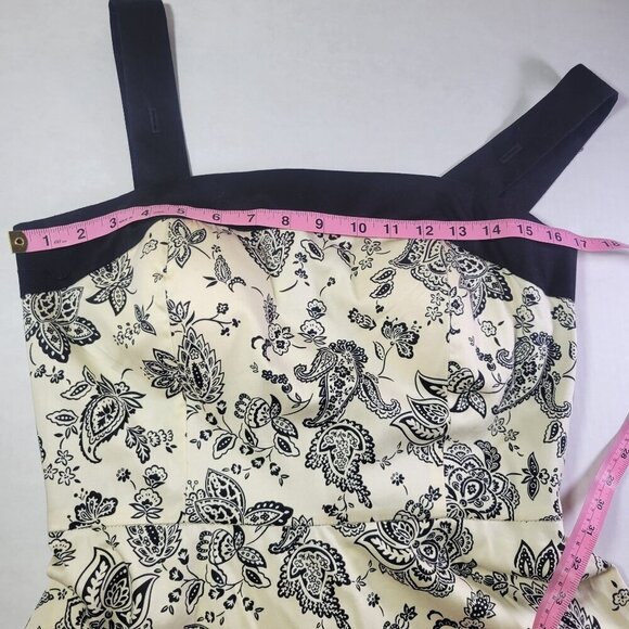 Dressbarn Women Cream/Black Floral Sleeveless Dress with Removable Straps Size 6 - Picture 5 of 8
